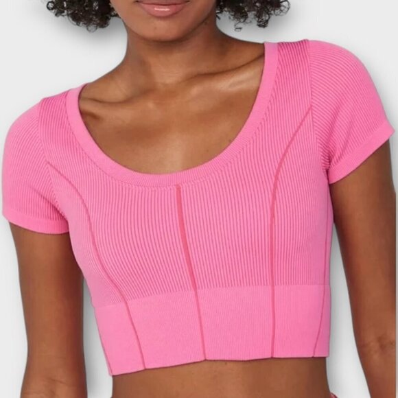 Offline by Aerie 2023 Superchill Seamless Corset Crop Top Pink - Picture 1 of 8